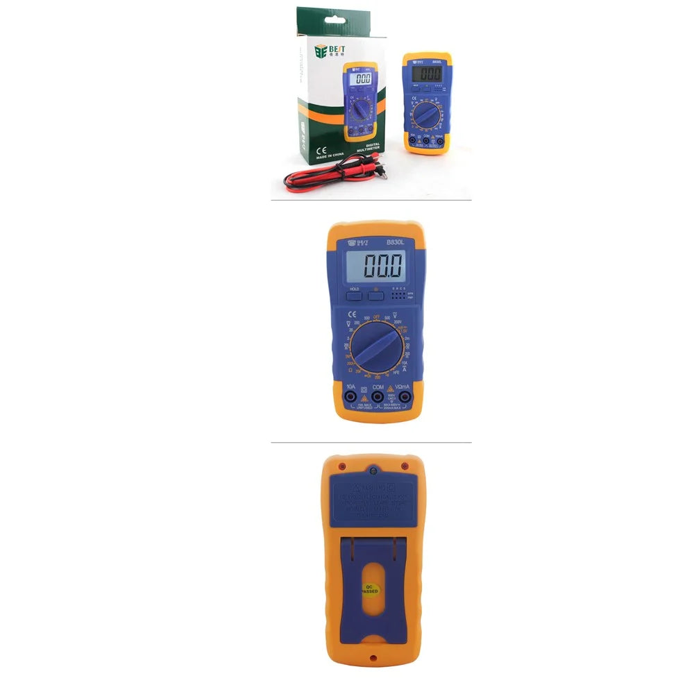 BEST BST-B830L LCD Display Digital Multimeter Handheld AC / DC Tester - Blue + Orange - 4