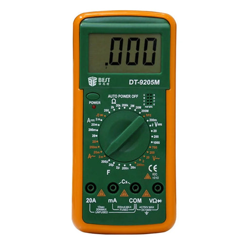 BEST BST-9205M LCD Digital Multimeter Handheld AC/DC Tester Device - Green + Orange - 1