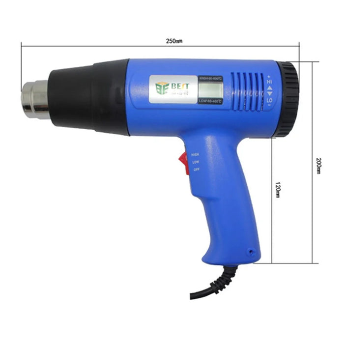BEST BST-8016 1600W Adjustable Temperature Display Electronic Hot Air Gun for Crafts, Shrink Tubing, Repair - 220V / EU Plug - 2
