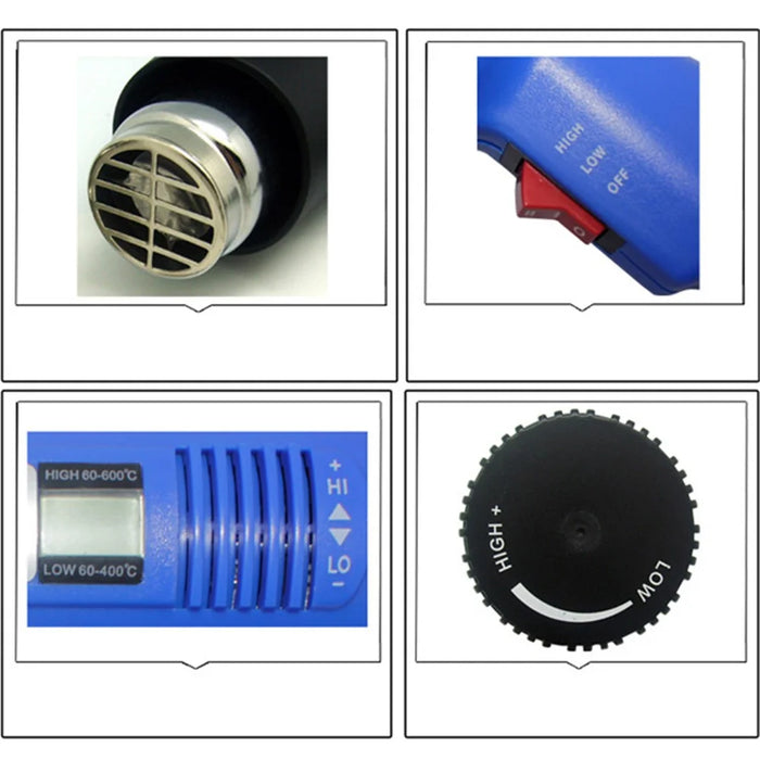 BEST BST-8016 1600W Adjustable Temperature Display Electronic Hot Air Gun for Crafts, Shrink Tubing, Repair - 220V / EU Plug - 5