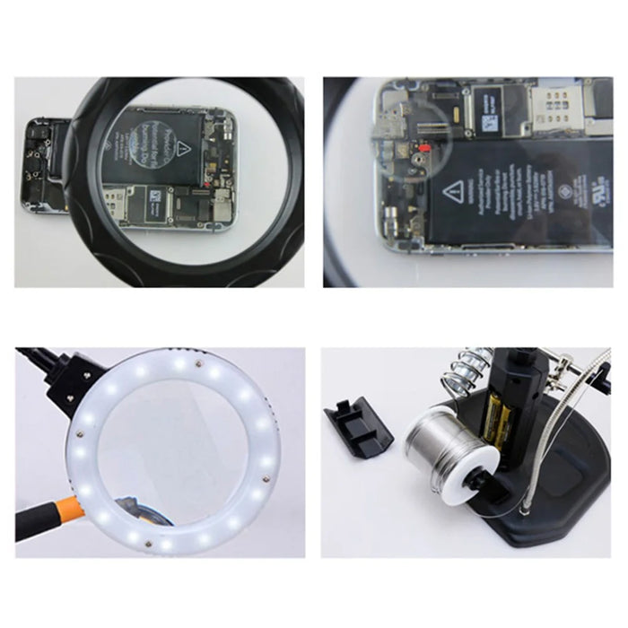 BEST BST-308L LED Lamp 2.5X/4X Magnifying Glass with Clips - 3