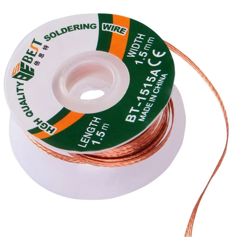BEST BT-1515A 1.5mmx1.5m Copper Alloy Tin Removing Soldering Braided Wick Wire - 5