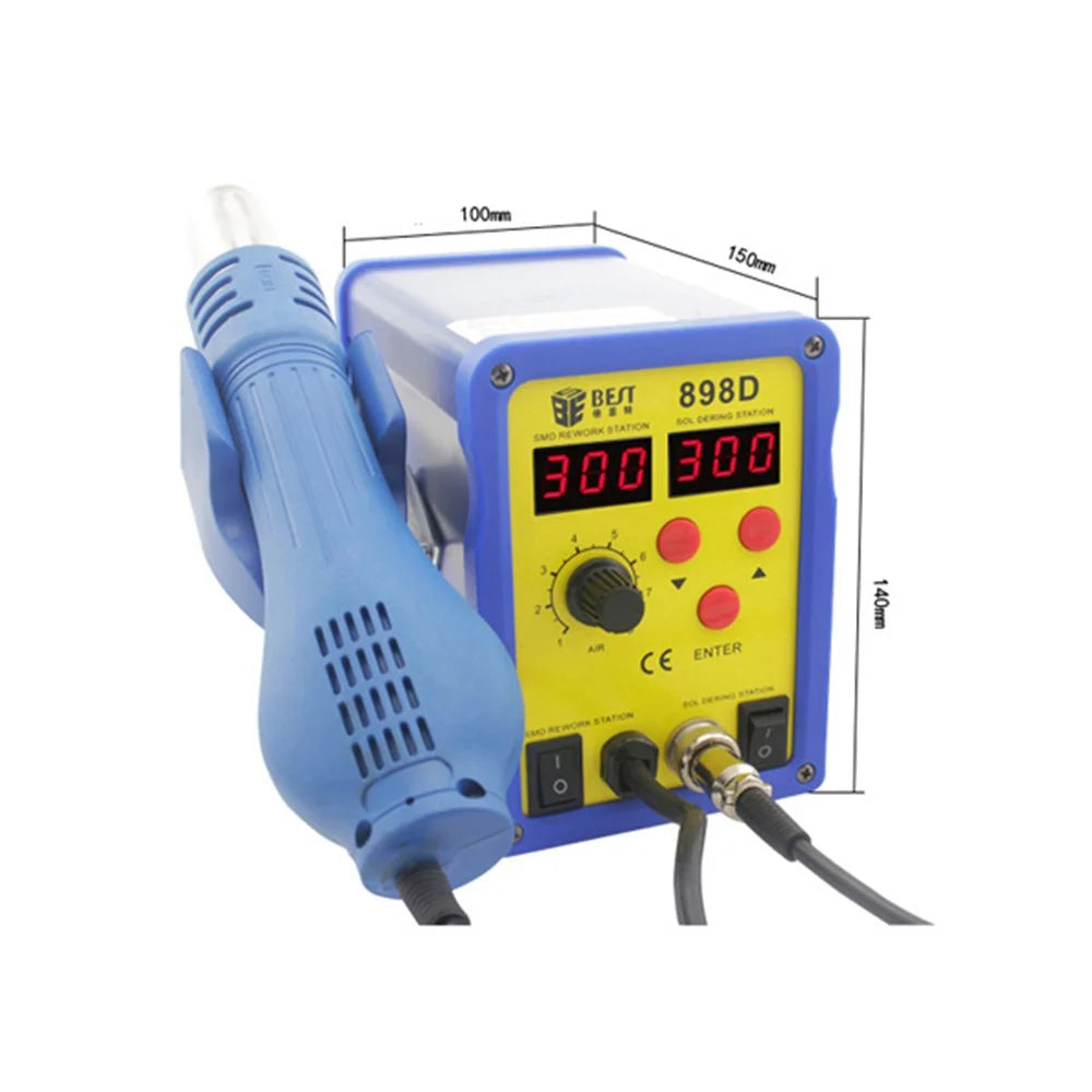 BEST BST-898D Dual LED Display Screen Hot Air Heat Gun and Soldering Iron Station for Soldering - 220V - 2