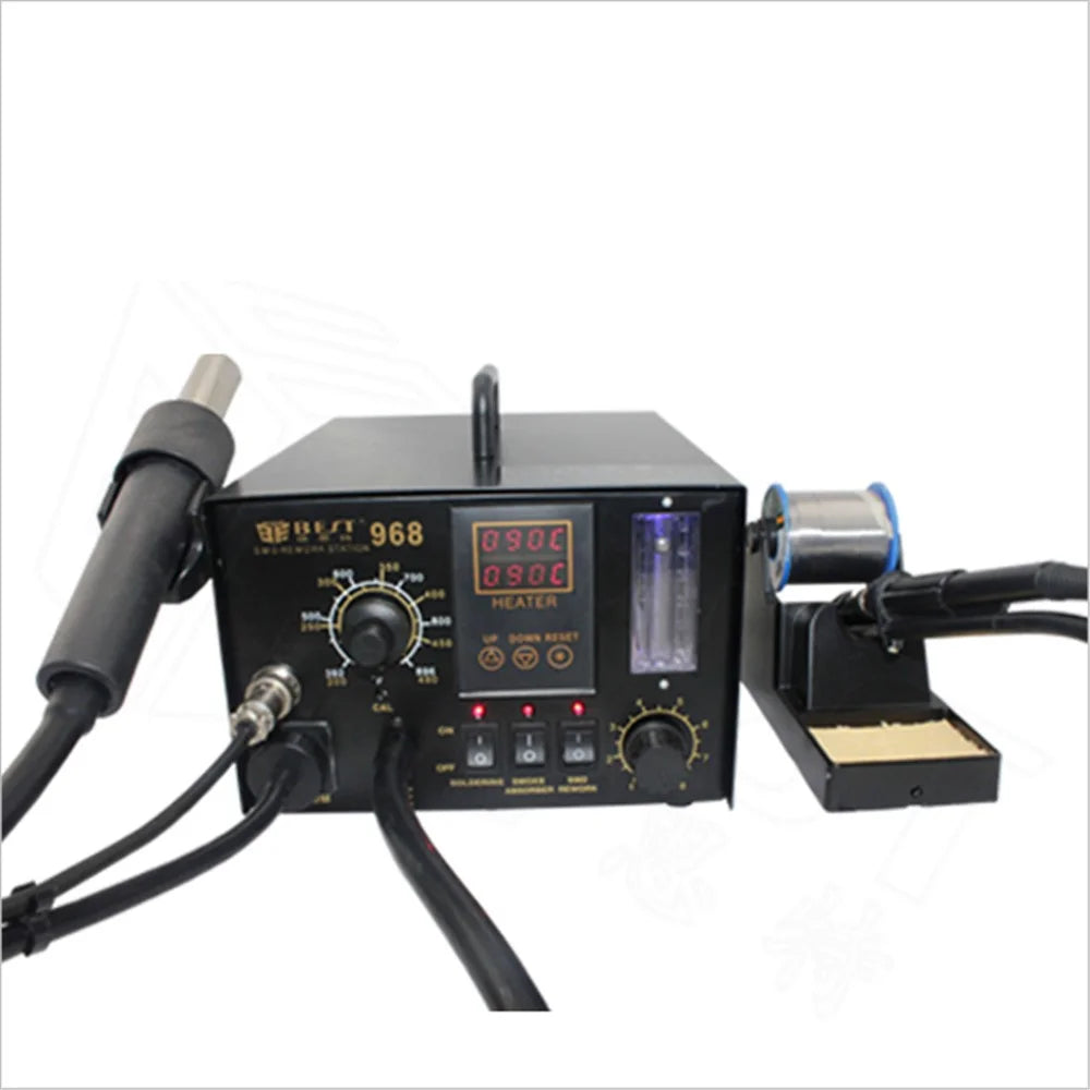 BEST BST-968 2-in-1 LED Displayer Leadfree Hot Air Gun with Smoke Absorber SMD Solder Station - AC 110V - 1