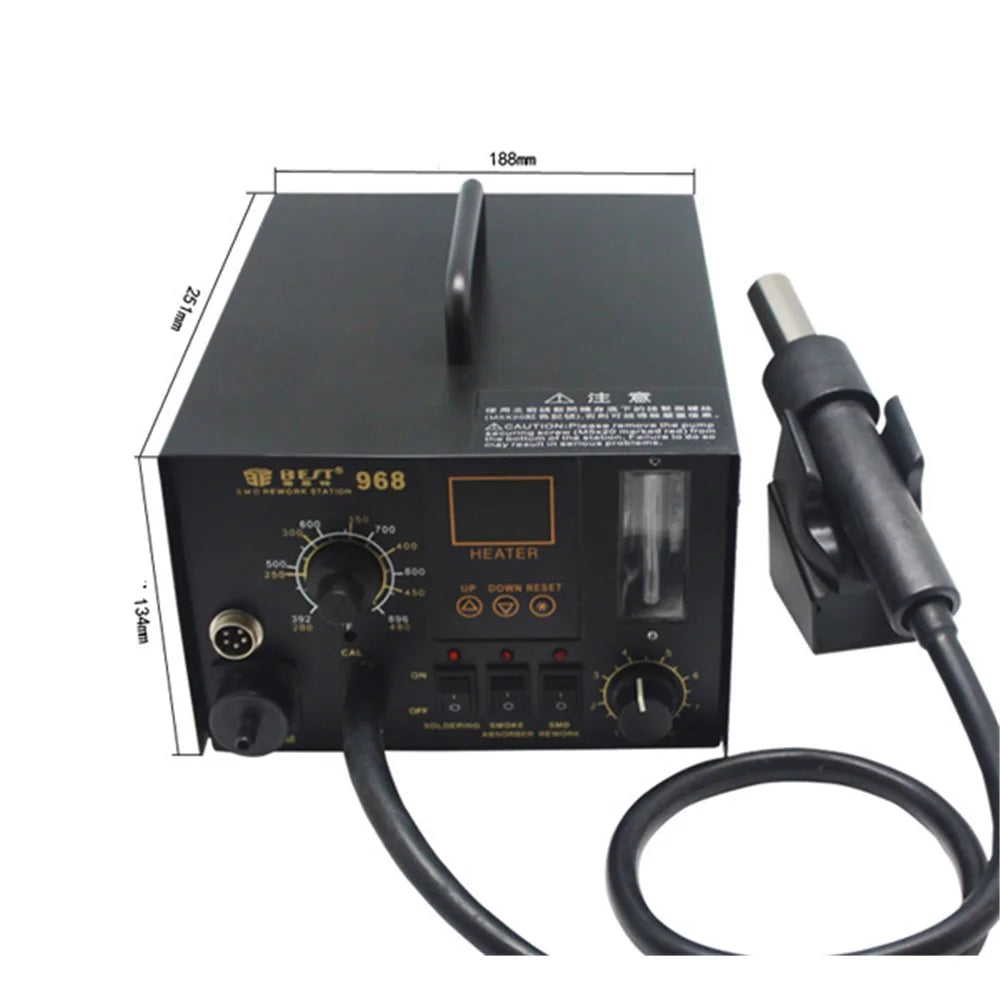 BEST BST-968 2-in-1 LED Displayer Leadfree Hot Air Gun with Smoke Absorber SMD Solder Station - AC 110V - 2