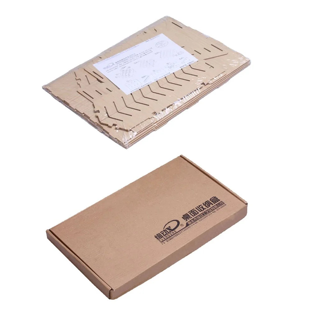 BG6039 Wooden 24-Grid Desktop Supplies Organizer Multi-functional Storage Box - Apricot - 5