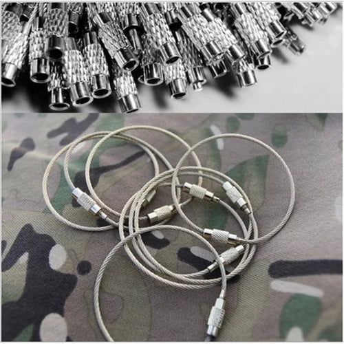 10Pcs/Set AOTU Stainless Steel EDC Keychain Split Cable Key Ring Cable Loops - 1