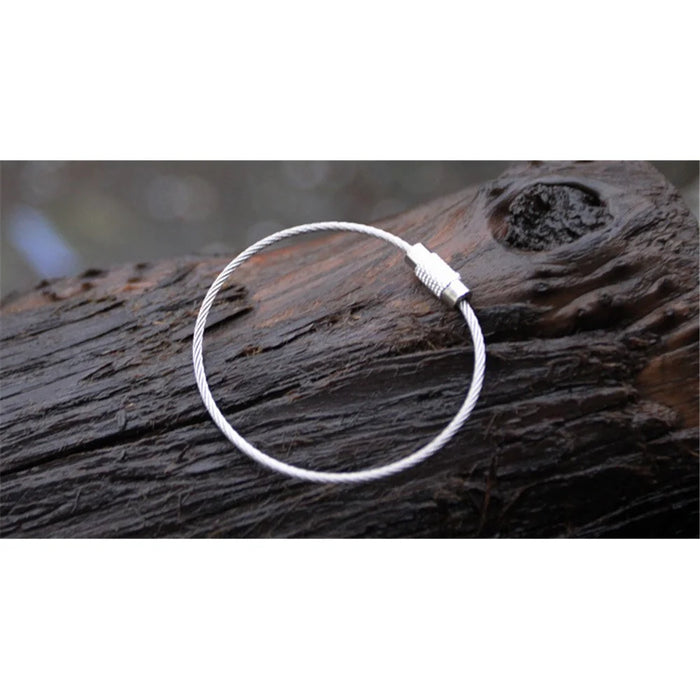 10Pcs/Set AOTU Stainless Steel EDC Keychain Split Cable Key Ring Cable Loops - 3