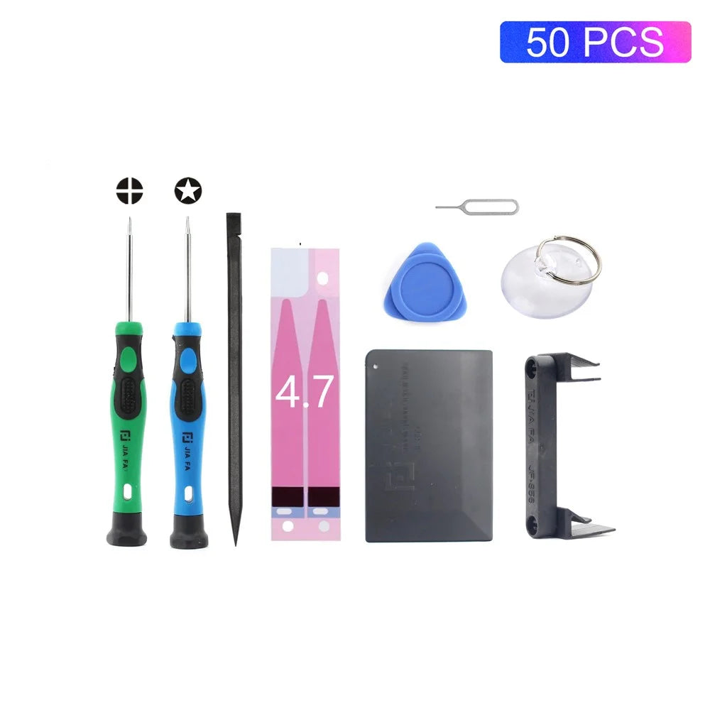 50PCS/Lot JF-8157 9-in-1 Battery Adhesive Sticker Screwdriver Repair Tool Set for iPhone 8/7/6s/6/SE/5s/5c/5 - 1
