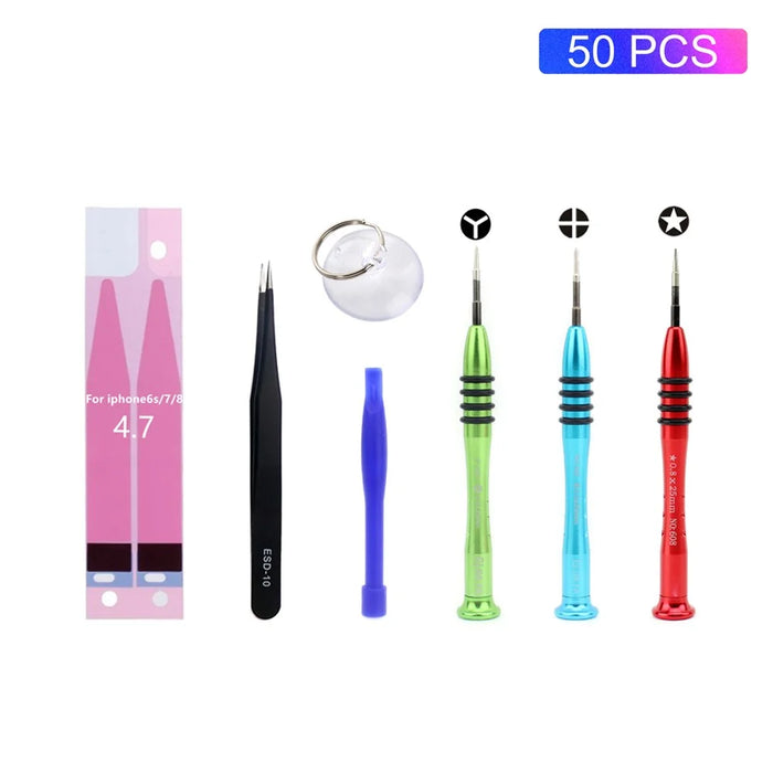 50PCS/Lot JF-8163 7-in-1 Battery Adhesive Sticker Screwdriver Repair Tool Set for iPhone 8/7/6s/6 - 1
