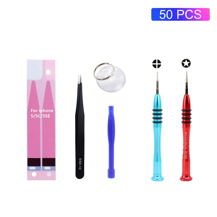 50Pcs JF-8165 6-in-1 Battery Adhesive Sticker Screwdriver Repair Tool Set for iPhone 5 / 5c / SE - 1
