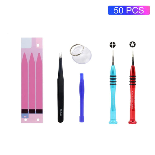 50Pcs JF-8165 6-in-1 Waterproof Battery Adhesive Sticker Screwdriver Repair Tool Set for iPhone 8 Plus/7 Plus/6s Plus/6 Plus - 1