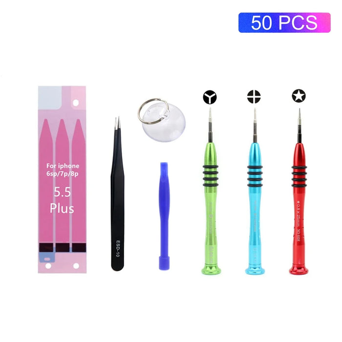 50Pcs JF-8163 7-in-1 Battery Adhesive Sticker Screwdriver Repair Tool Kits for iPhone 8 Plus/7 Plus/6s Plus/6 Plus - 1