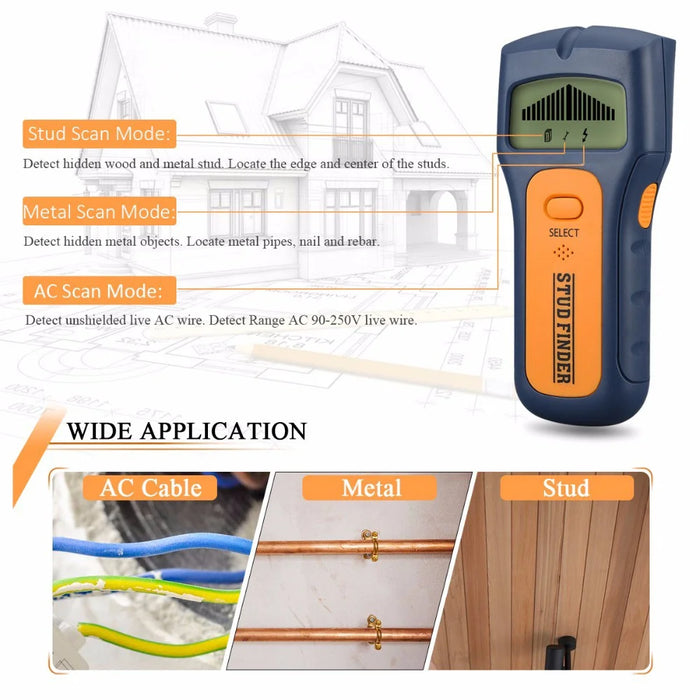 TS79 Handheld 3 in 1 Stud Finder Wire Metal Wood Detector Wall Scanner with LCD Display - 6