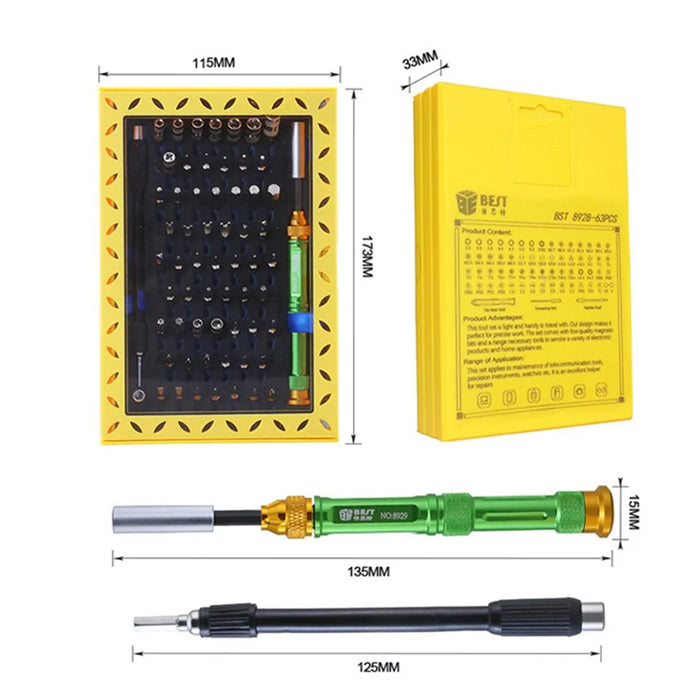 BEST BST-8928 63 in 1 Multi-functional Precision Screwdriver Bit Driver Tools Set - 4