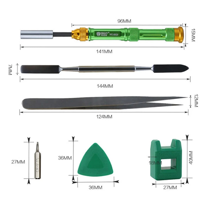 BEST BST-8929 Multi-function Screwdriver Set High Precision Screwdriver Kit with Tweezers Magnetizer Spudger - 7