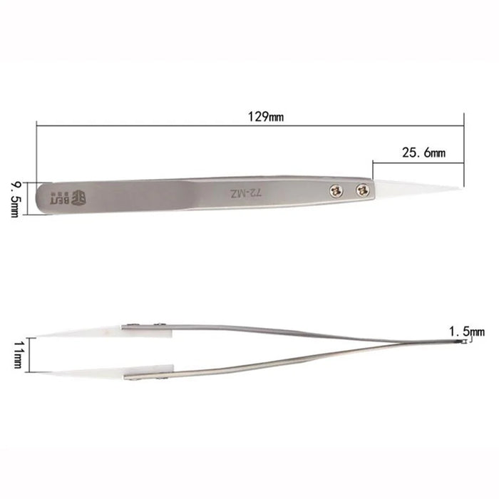 BEST BEST-72-MZ Precision Ceramic Tweezers 302 Stainless steel High Temperature Resistant Tweezers - 2