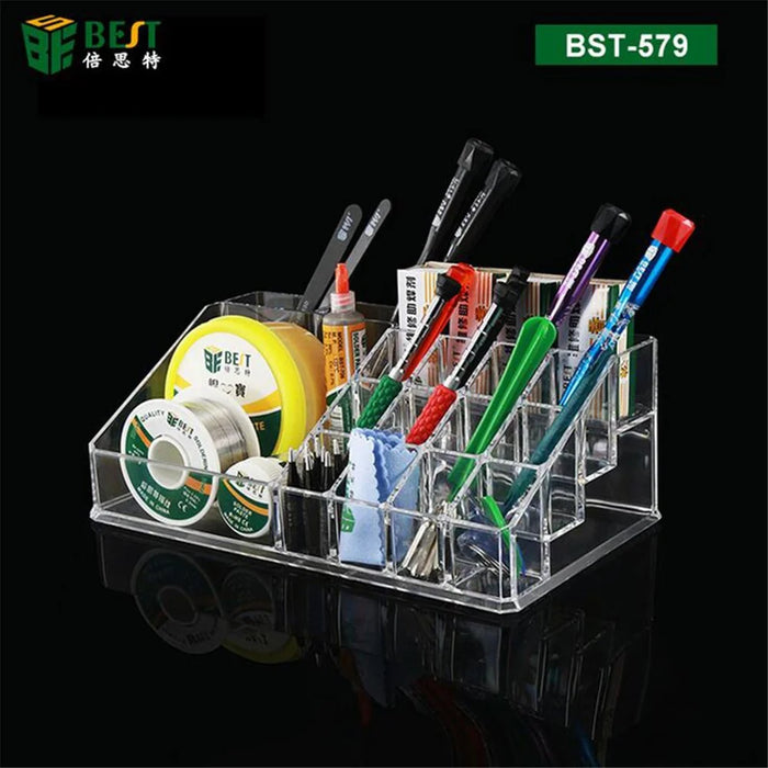 BEST BST-579 Muliti-slot Acrylic Storage Box Holder for Repair Tools - 1