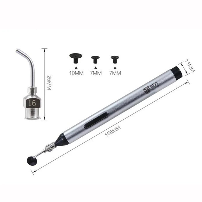 BEST BEST-939 Vacuum Suction Pen IC Absorb Chip Tool Easy Pick-up with 3 Suction Headers - 3
