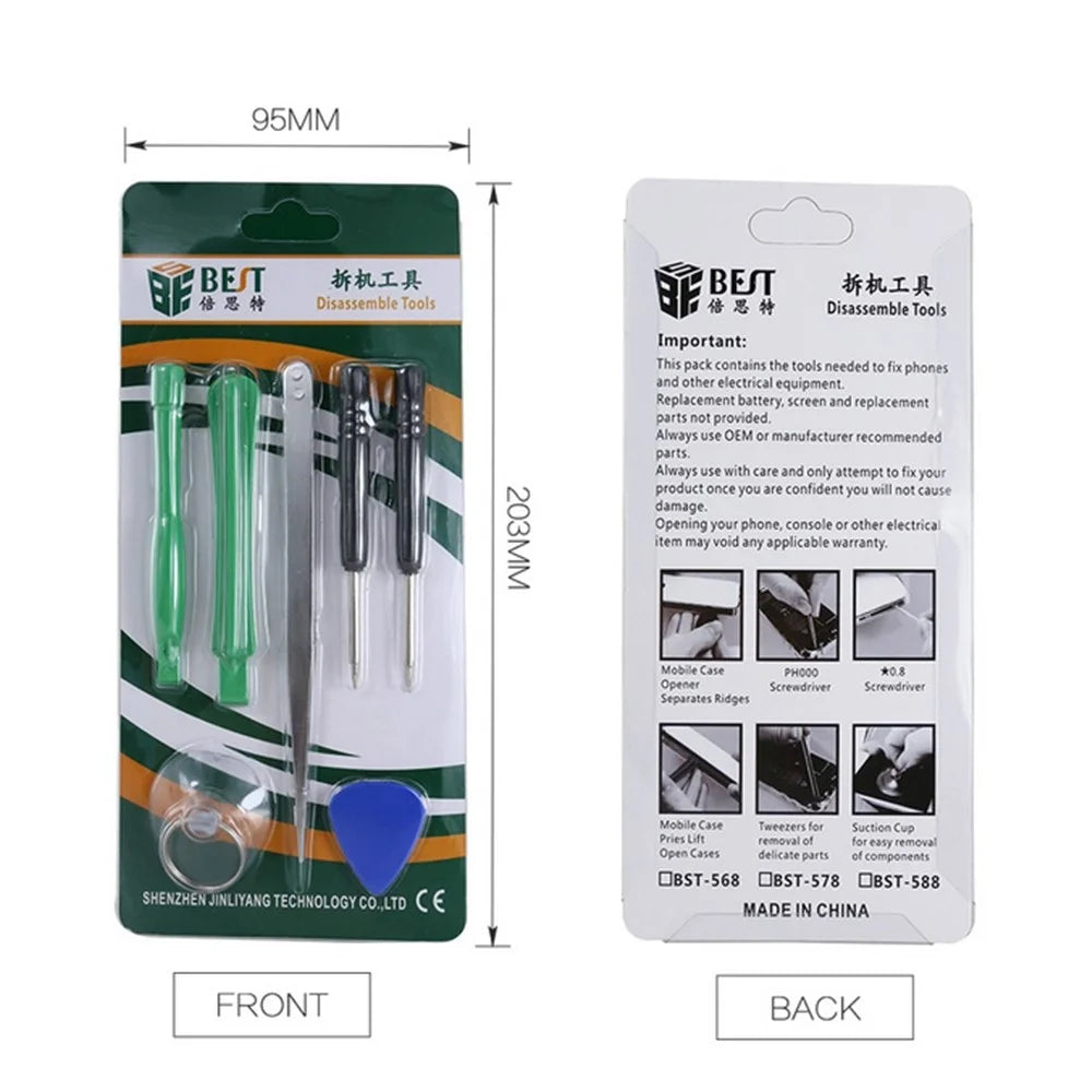BEST BST-588 7 in 1 Mobile Phone Repair Tools Kit Spudger Pry Opening Tool Screwdriver Set - 6