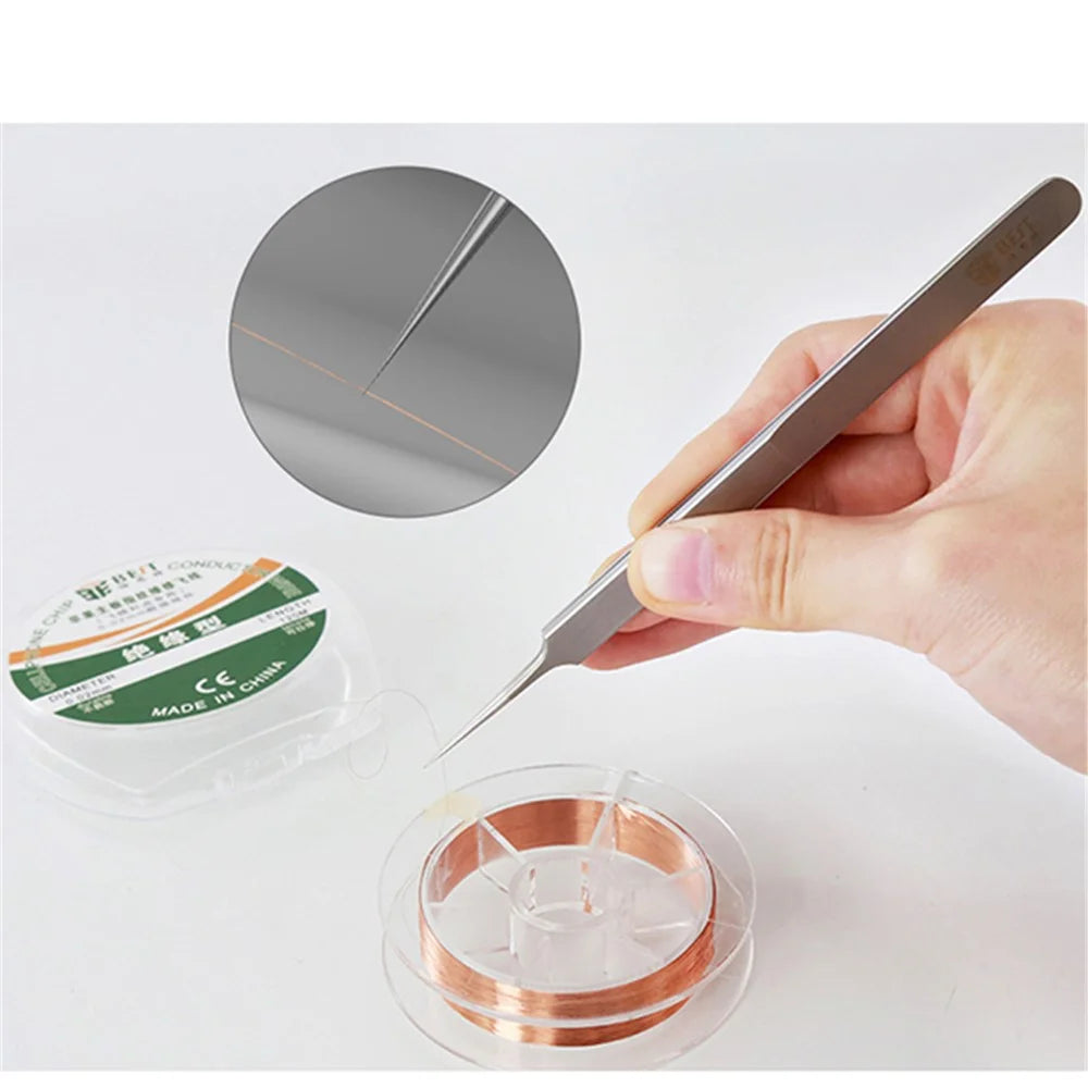 BST-19 Professional Jumper Wire Fingerprint Repair Stainless Steel Tweezers - 3
