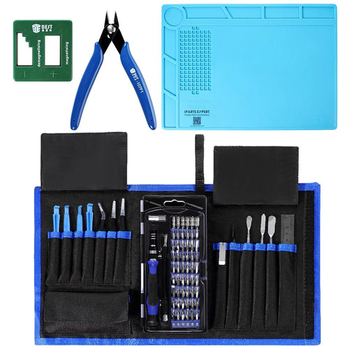 78-in-1 Professional Electronics Repair Tool Kit with Magnetizer Demagnetizer, Pliers, Repair Mat - 1