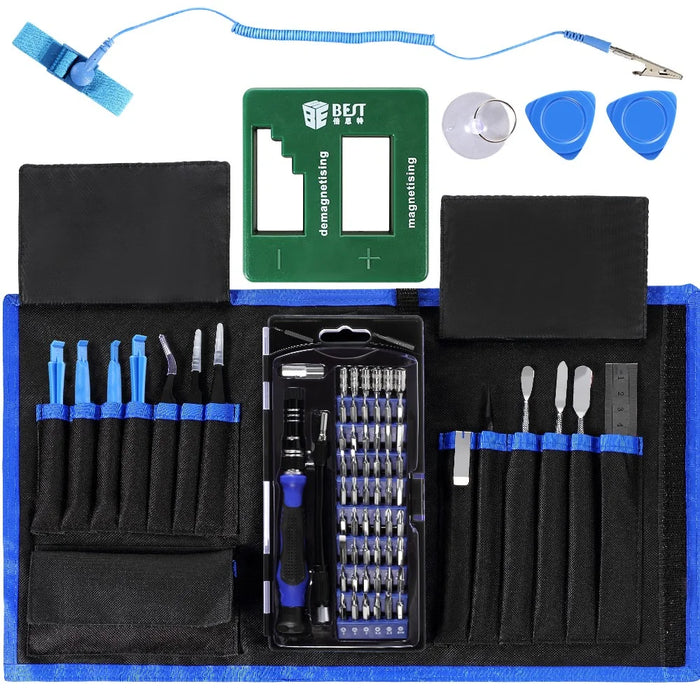 78-in-1 Professional Electronics Repair Tool Kit with Magnetizer Demagnetizer, Pliers, Repair Mat - 2