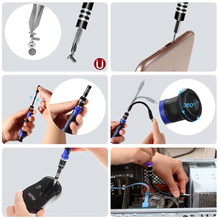 78-in-1 Professional Electronics Repair Tool Kit with Magnetizer Demagnetizer, Pliers, Repair Mat - 7
