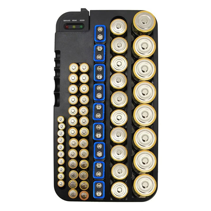 72 Various Sizes Holes Battery Organizer Storage Case with Removable Battery Tester - 2