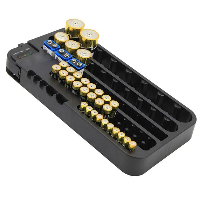 72 Various Sizes Holes Battery Organizer Storage Case with Removable Battery Tester - 5