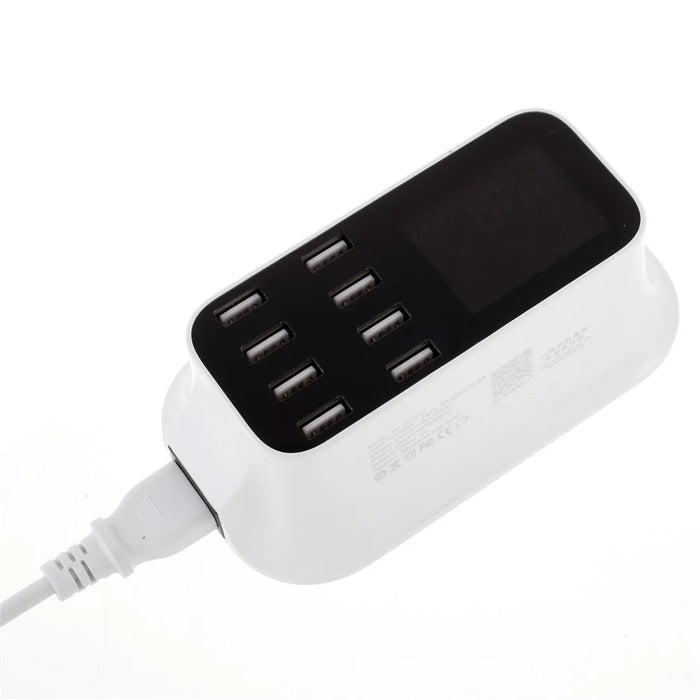 YC-CDA19 CE/RoHS/FCC Docking Station Multiple USB 8-Port Charger Desktop Charger Hub LED Display - EU Plug - 3