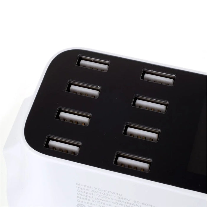 YC-CDA19 CE/RoHS/FCC Docking Station Multiple USB 8-Port Charger Desktop Charger Hub LED Display - EU Plug - 6