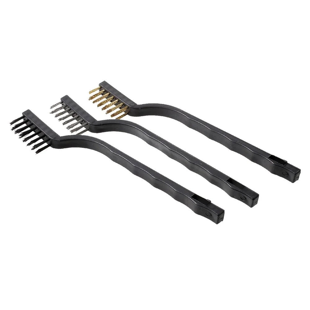 3-Pieces Wire Brush Set for Cleaning Welding Slag Rust and Outdoor Grills - 1