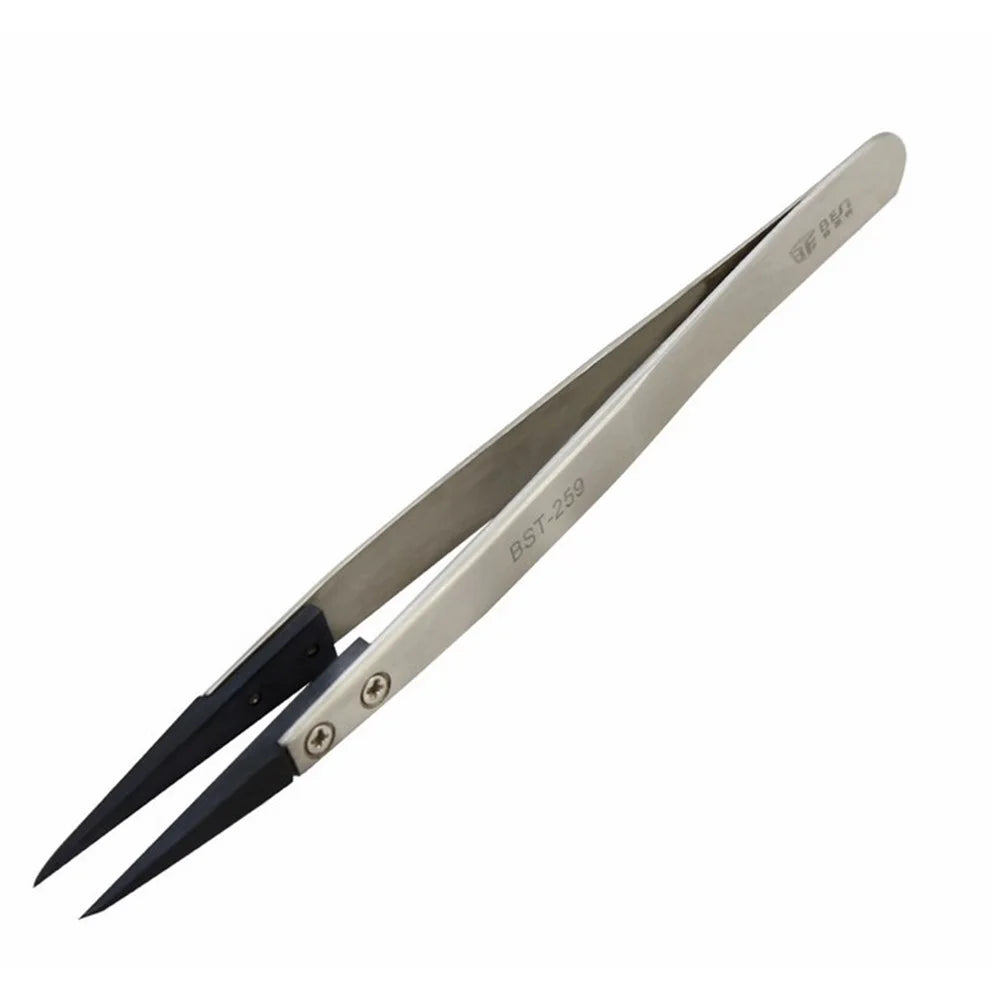 BEST BST-259A Stainless Steel Anti-static Fine Point Tweezers with Replaceable Tip - 4