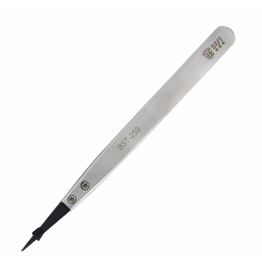 BEST BST-259A Stainless Steel Anti-static Fine Point Tweezers with Replaceable Tip - 5