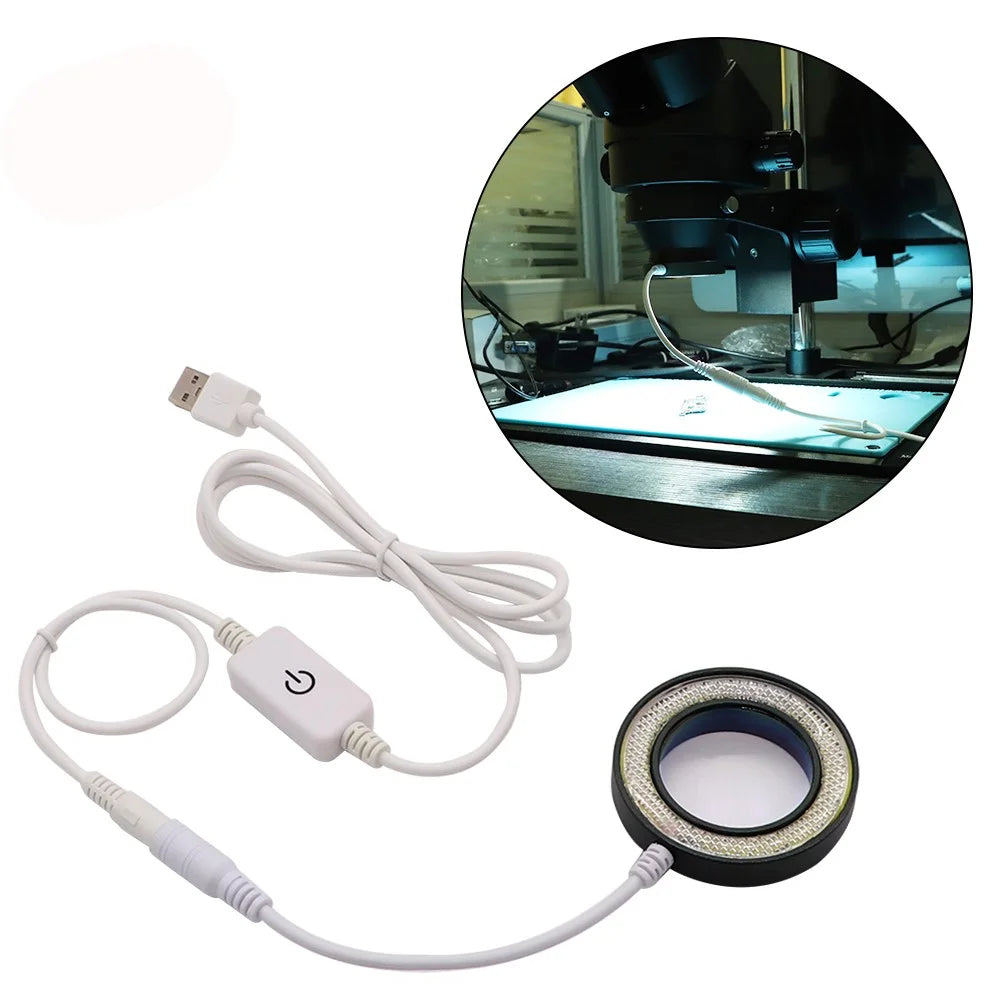 SS-033C 2-in-1 USB Adjustable LED Round Light with UV Oil Smoke DustProof Mirror for Microscope Dustproof - 1