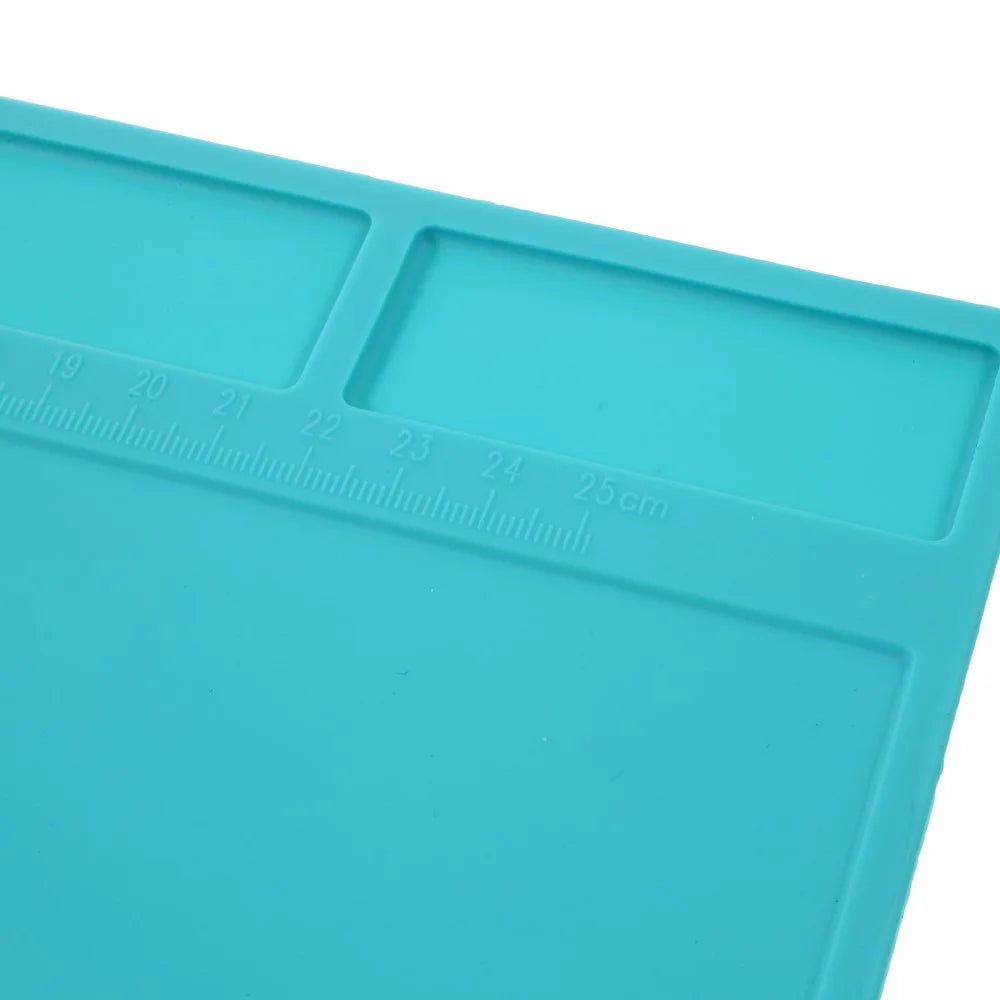 Silicone Pad Phone Maintenance Platform High Temperature Resistant with 25cm Scale Ruler - Blue - 4