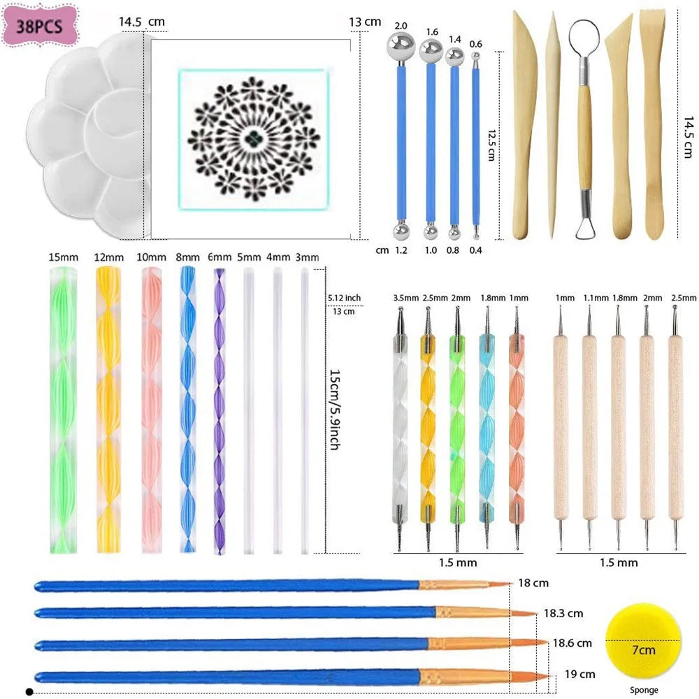38Pcs / Set Ceramic Pottery Clay Ball Draw Painting Polymer Sculpture Tool Set - 1