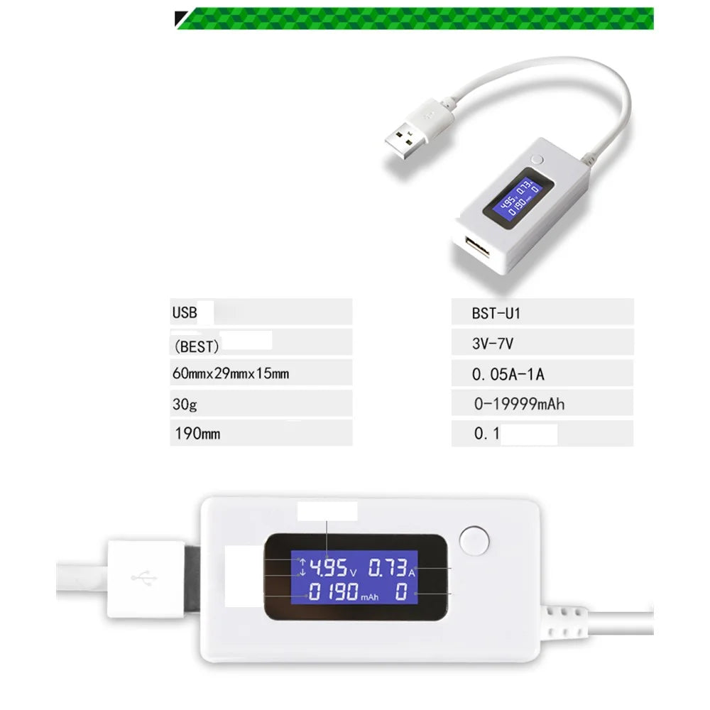 BEST BST-U1 LCD USB Detector Voltage Current Capacity Tester - 3