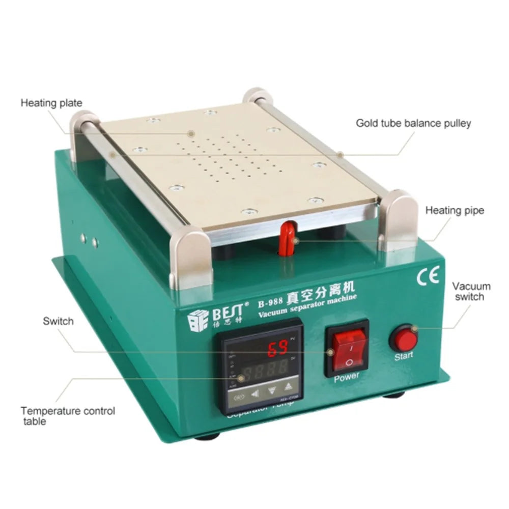 BEST BST-988 Vacuum LCD Touch Screen Glass Separator Machine, Platform Size: 190mm*110mm - 220V / EU Plug - 3