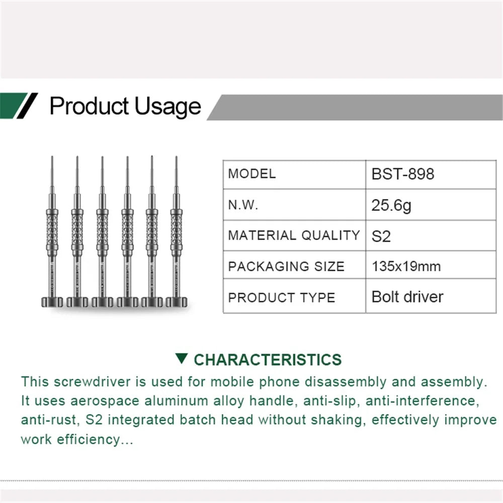 BST-898 Professional Precise Screwdriver Anti-slip Handle - Philips 1.5 - 2