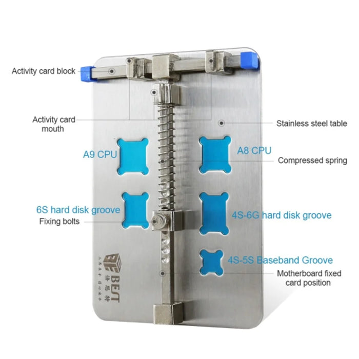 BEST BST-001D Stainless Steel Circuit Board PCB Holder Fixture Work Station for Chip Repair Tools - Silver - 4