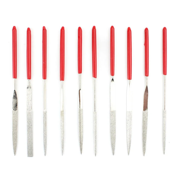 10 in 1 Rubber Coated Handle Square Round Triangle Needle Files Set - 1