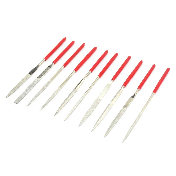 10 in 1 Rubber Coated Handle Square Round Triangle Needle Files Set - 2