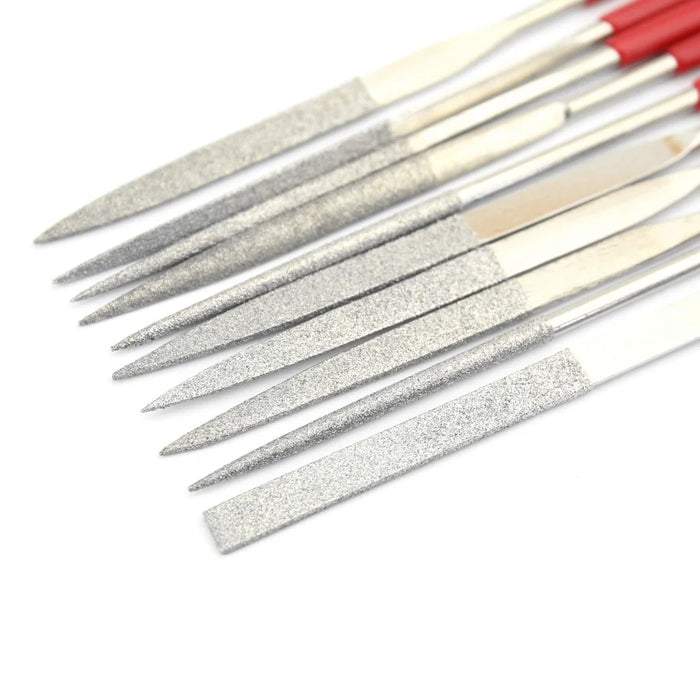 10 in 1 Rubber Coated Handle Square Round Triangle Needle Files Set - 4