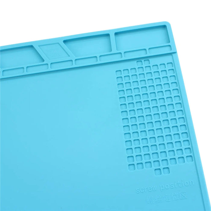 S-140 Silicone Heat Insulation Repair Platform Mat with Magnetic Screw Section - Blue - 5
