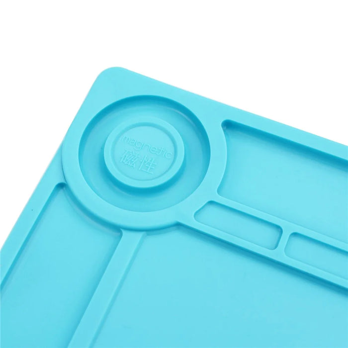 S-140 Silicone Heat Insulation Repair Platform Mat with Magnetic Screw Section - Blue - 6