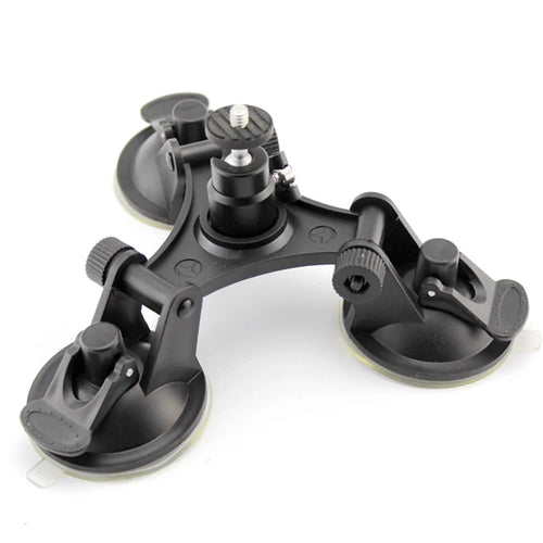 Triple Suction Cup Mount for GoPro Series Cameras with Ball Head Tripod 1/4" Mount - 1