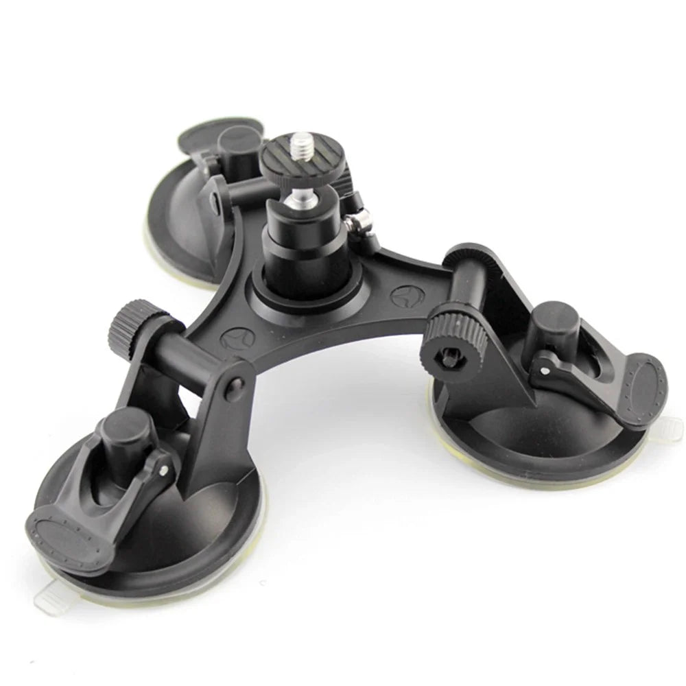 Triple Suction Cup Mount for GoPro Series Cameras with Ball Head Tripod 1/4" Mount - 1