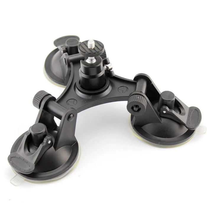 Triple Suction Cup Mount for GoPro Series Cameras with Ball Head Tripod 1/4" Mount - 1